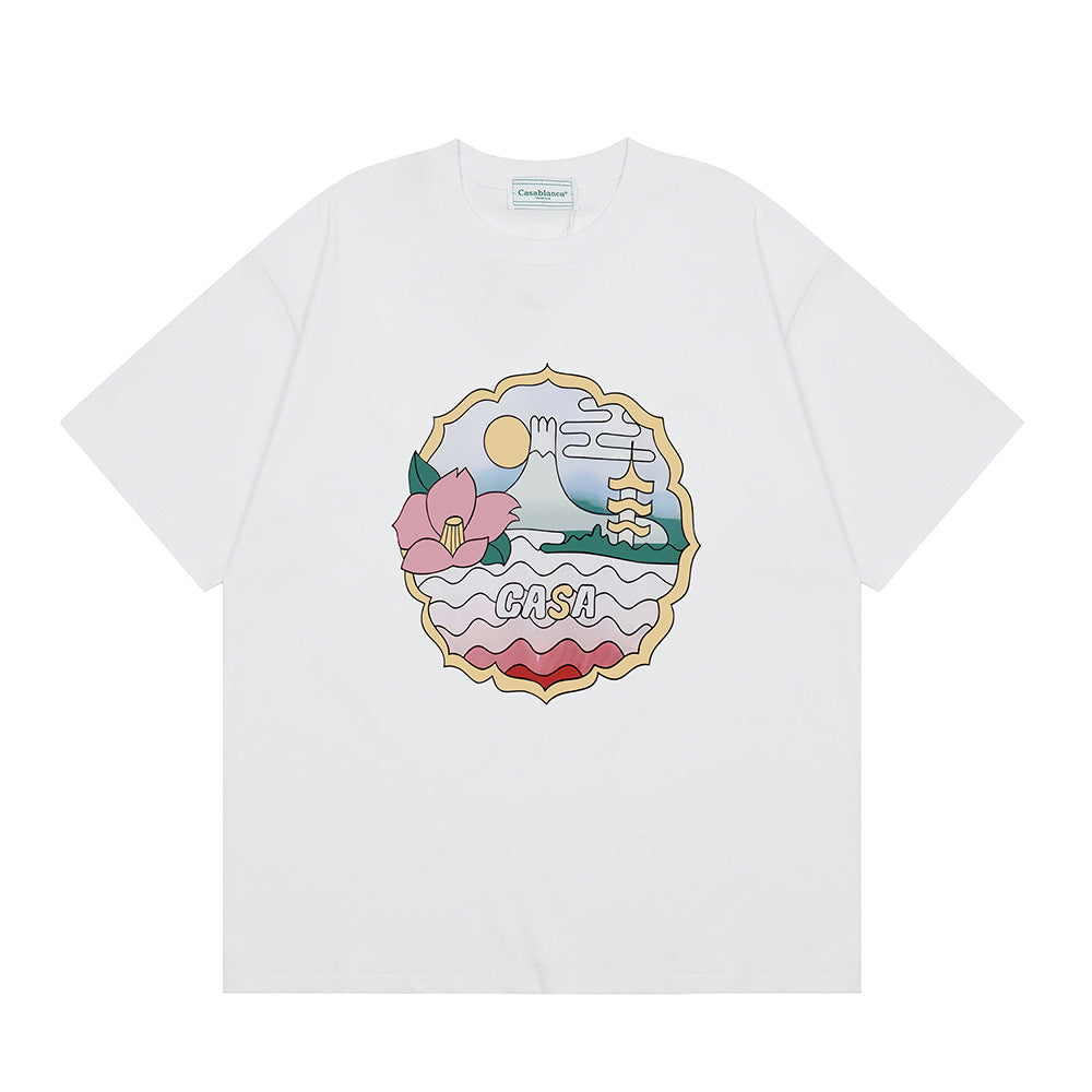 Casablanca Vintage Logo Print Loose Short Sleeve T Shirt Unisex Y2K