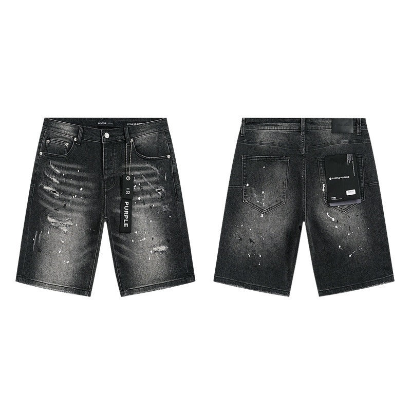 Purple Brand Distressed Loose Fit Denim Shorts Unisex