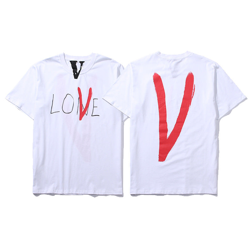 Vlone Big V Letter Graphic Print Short Sleeve Tee Streetwear Unisex