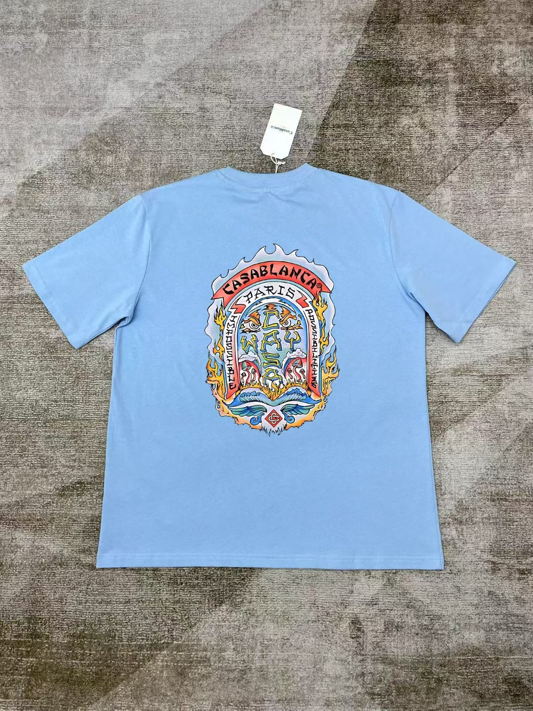 Casablanca Art Graphic Print Loose Unisex Short Sleeve T-Shirt