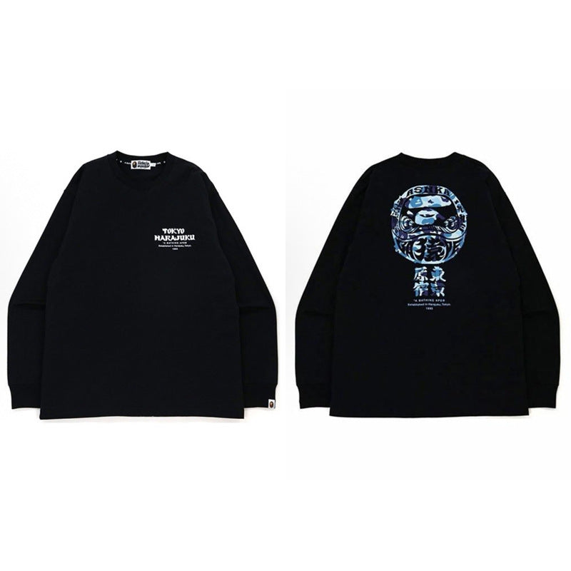 Bape Baby Milo Camo Ape Head Graphic Oversized Long Sleeve Tee Street