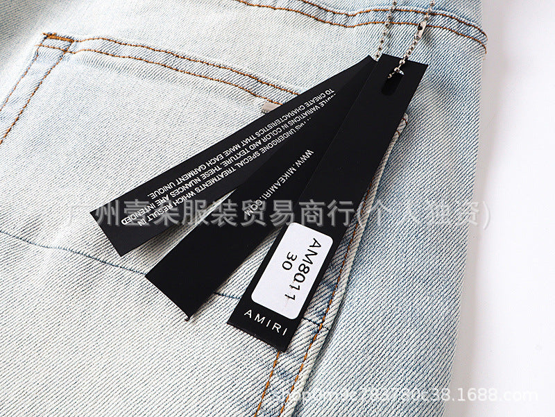 Amiri Blue Jeans Washed Distressed Straight‑Leg Loose Unisex