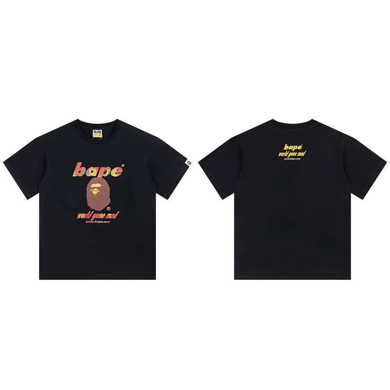 BAPE Ape Shark Graphic Print Loose Unisex Heavyweight Cotton T-Shirt