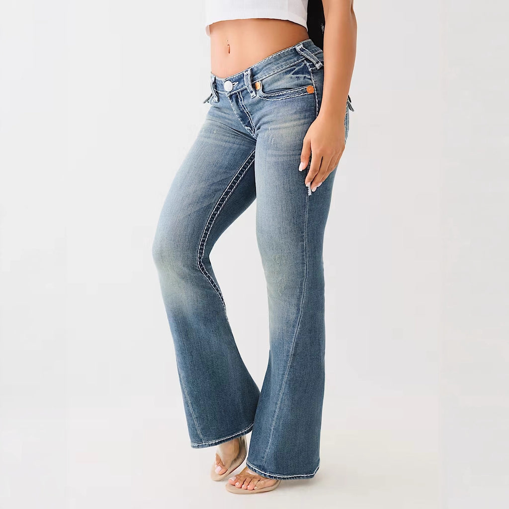 True Religion Horseshoe Embroidery High Waist Skinny Jeans Women Y2K