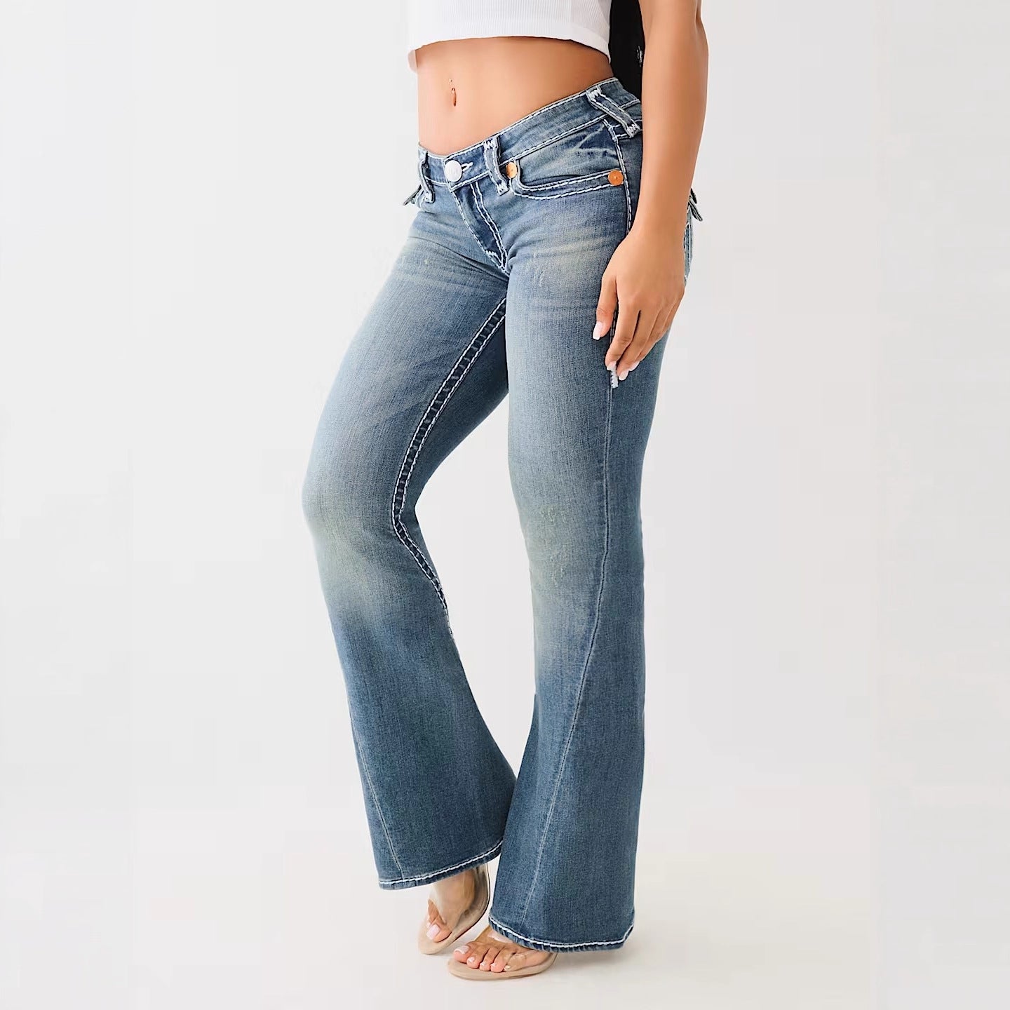 True Religion Horseshoe Embroidery High Waist Skinny Jeans Women Y2K