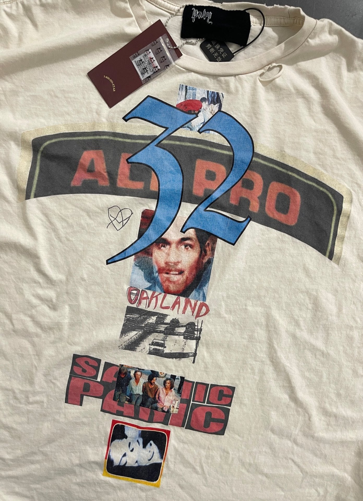 Paly Hollywood Figure Letter Graphic Crew Neck Short Sleeve T‑Shirt