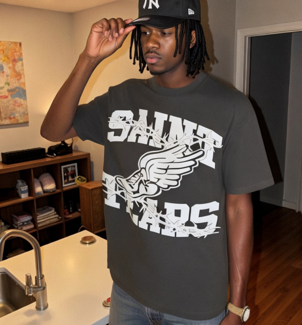 Saint Michael Vintage Multi‑Graphic Oversized Tee Streetwear Unisex