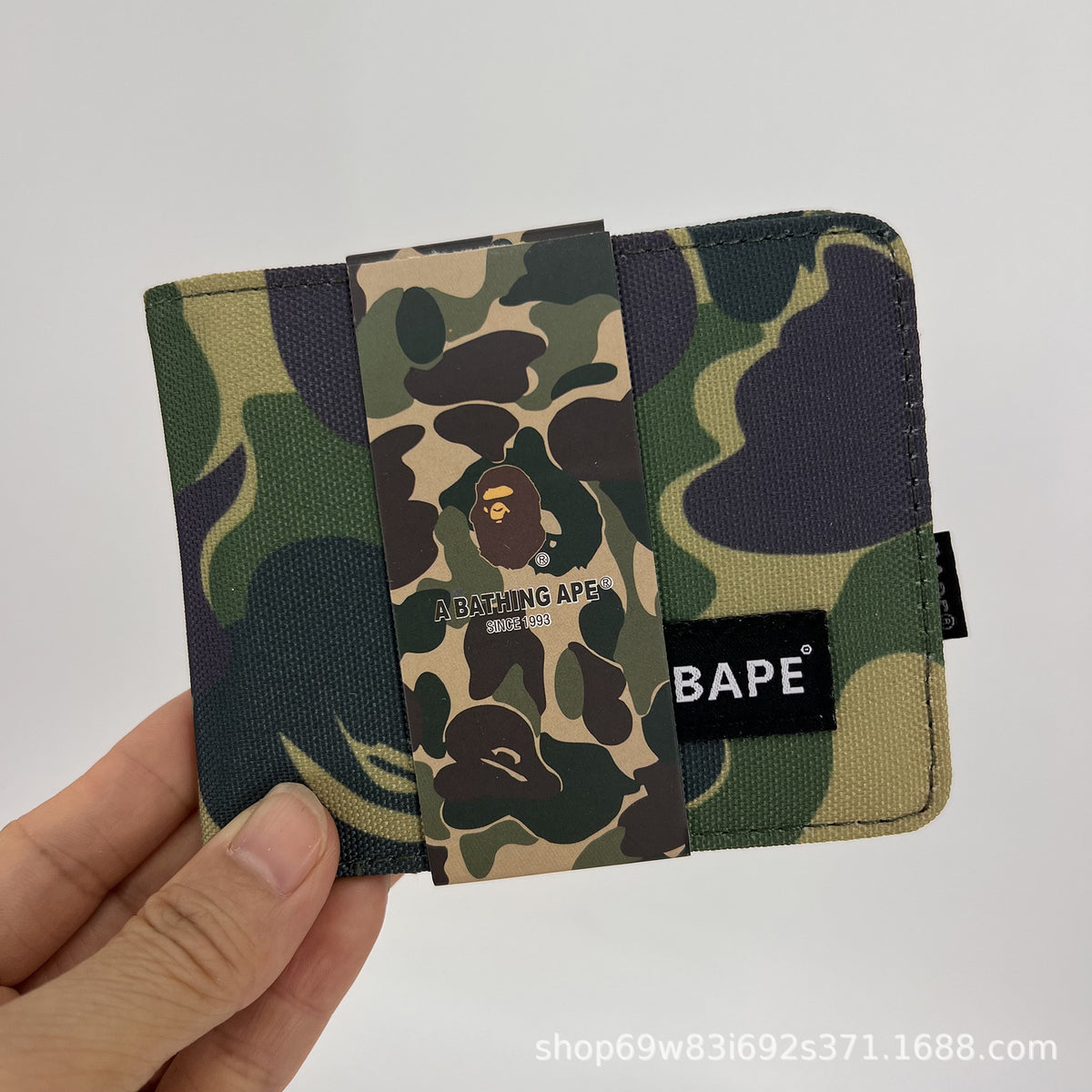 BAPE Camo Ape Head Bifold Wallet Mini Multi Color Canvas Card Holder