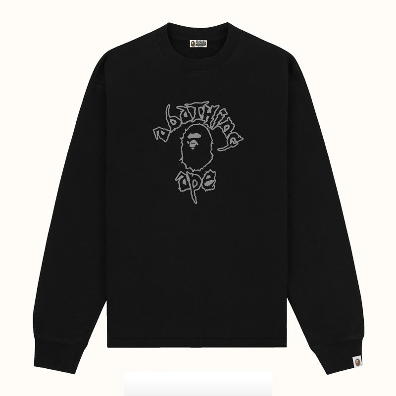 Bape Multi‑Ape‑Head Graphic Oversized Long Sleeve Tee Streetwear
