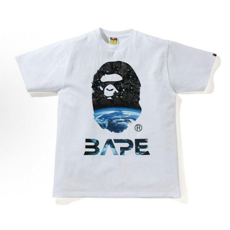 BAPE Ape Head Shark Print Loose Casual Unisex Short Sleeve T-Shirt