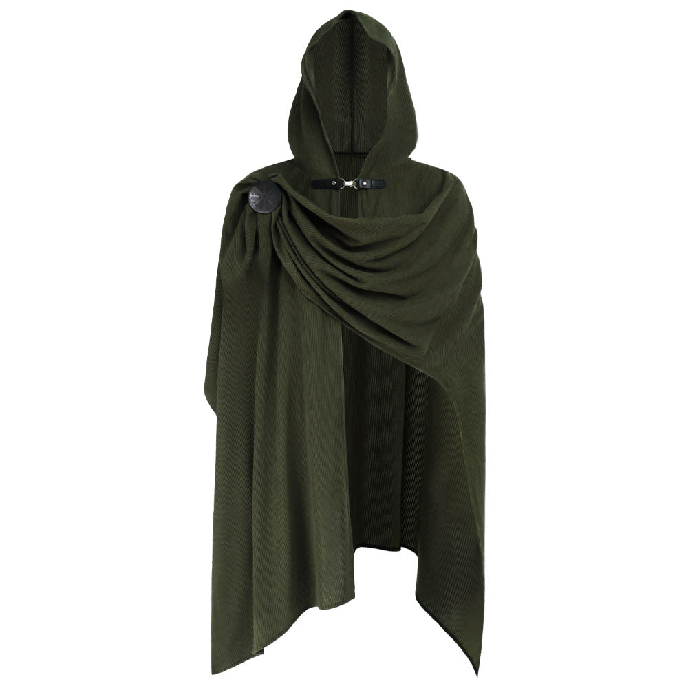 Halloween Renaissance Hooded Cape Corduroy Multi‑Color Cosplay Cloak