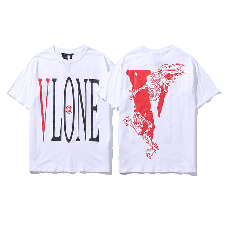 Vlone Big V Letter Graphic Print Short Sleeve Tee Streetwear Unisex