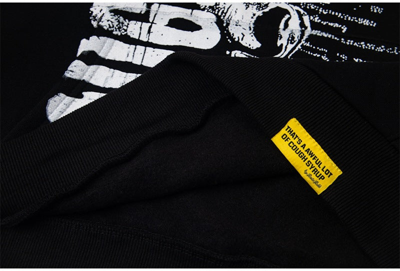 Cough Syrup Graphic Hoodie Vintage Letter Print HipHop Street Pullover