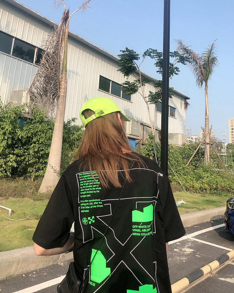 Off White Arrow Gradient Graphic Short Sleeve Tee Streetwear Unisex