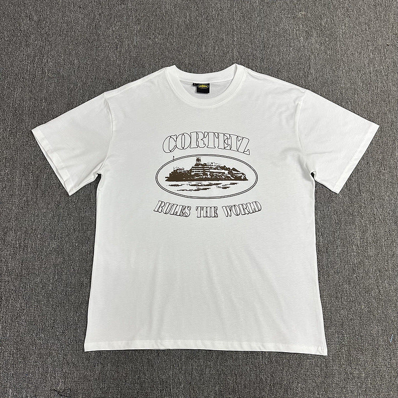 Corteiz Alcatraz Logo Letter Crew Neck Short Sleeve T‑Shirt Unisex