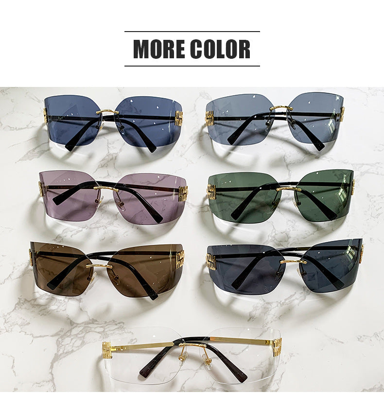 Miu Miu MU 54YS Runway Y2K Rectangle Rimless Womens Sunglasses
