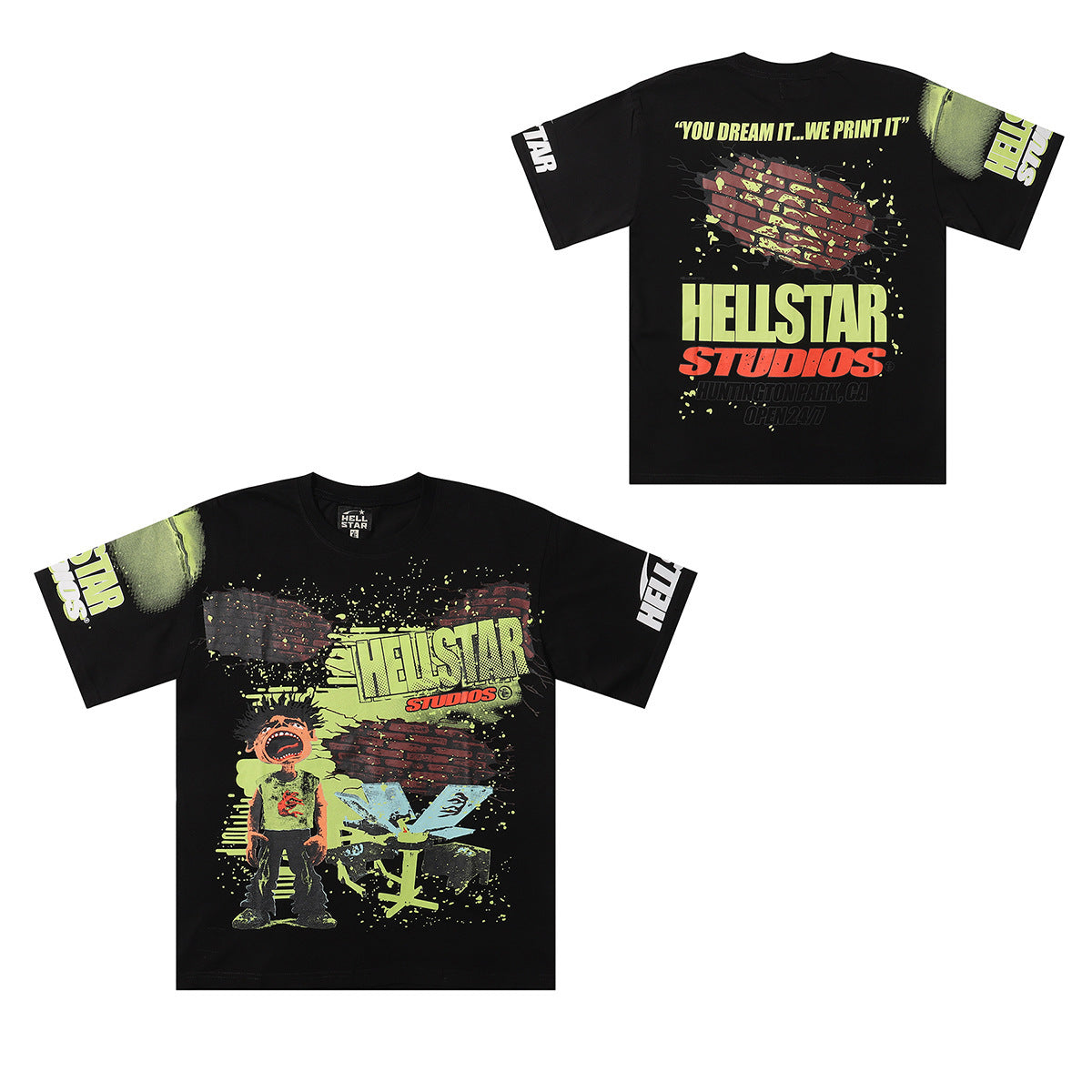 Hellstar Series Vintage Graphic Print Loose Unisex Streetwear T-Shirt