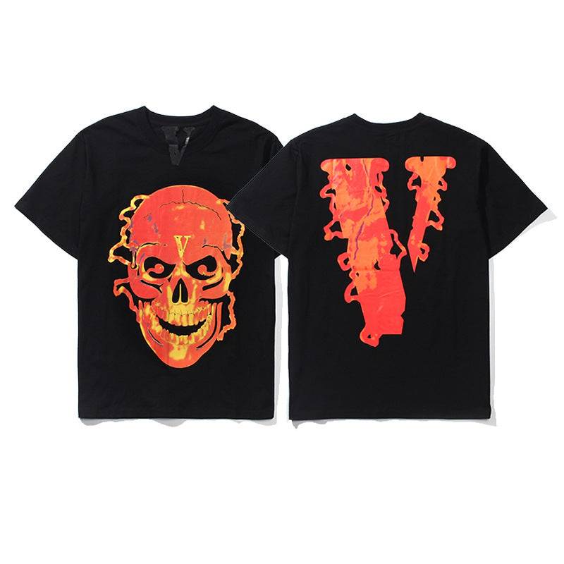 Vlone Big V Letter Graphic Print Short Sleeve Tee Streetwear Unisex