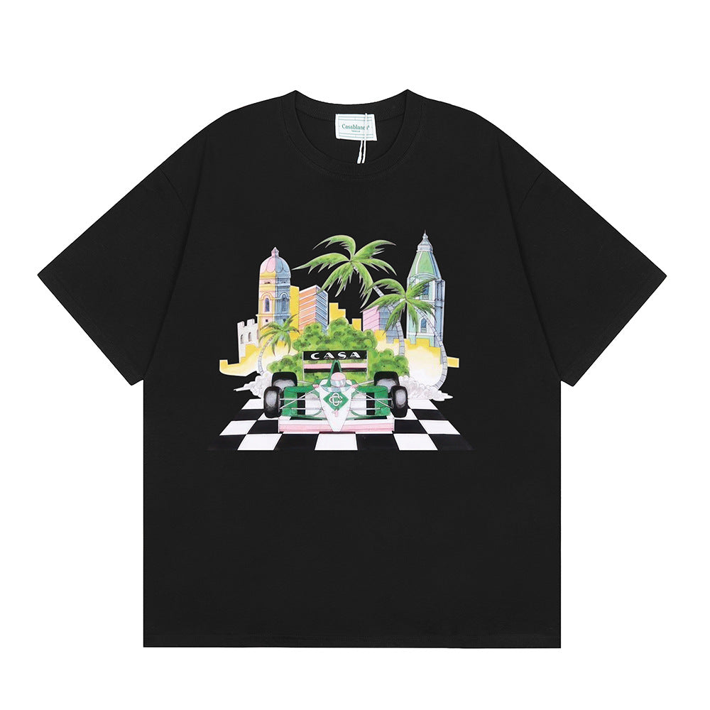 2026 New Casablanca Logo Print Loose Fit Unisex Short Sleeve T-Shirt