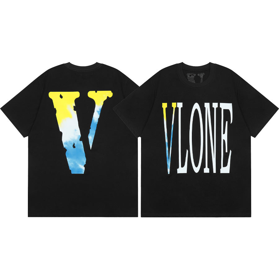 Vlone Big V Letter Graphic Short Sleeve Tee Streetwear Unisex