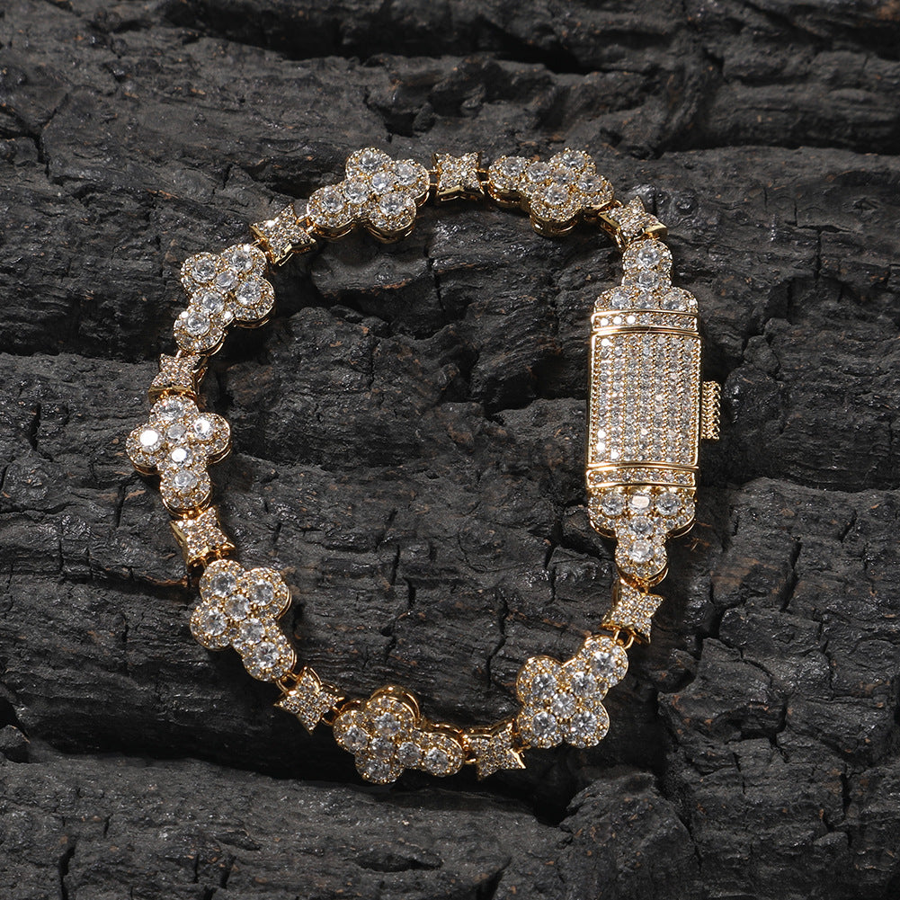 Iced Four Leaf Clover Tennis Bracelet 10mm