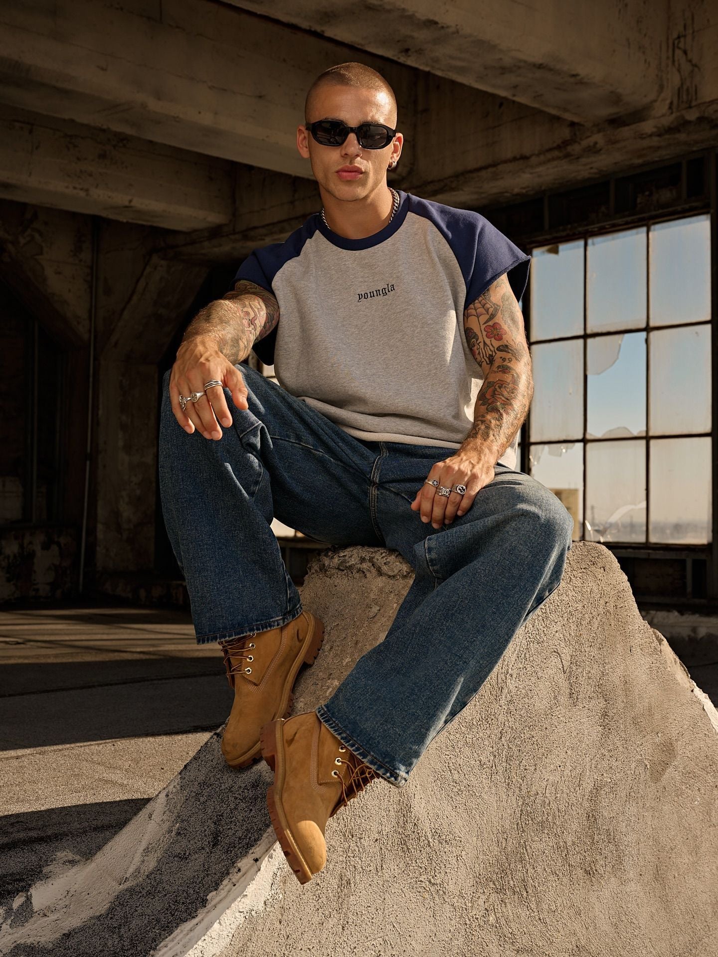 YOUNGLA 4243 Raw Raglan Tanks