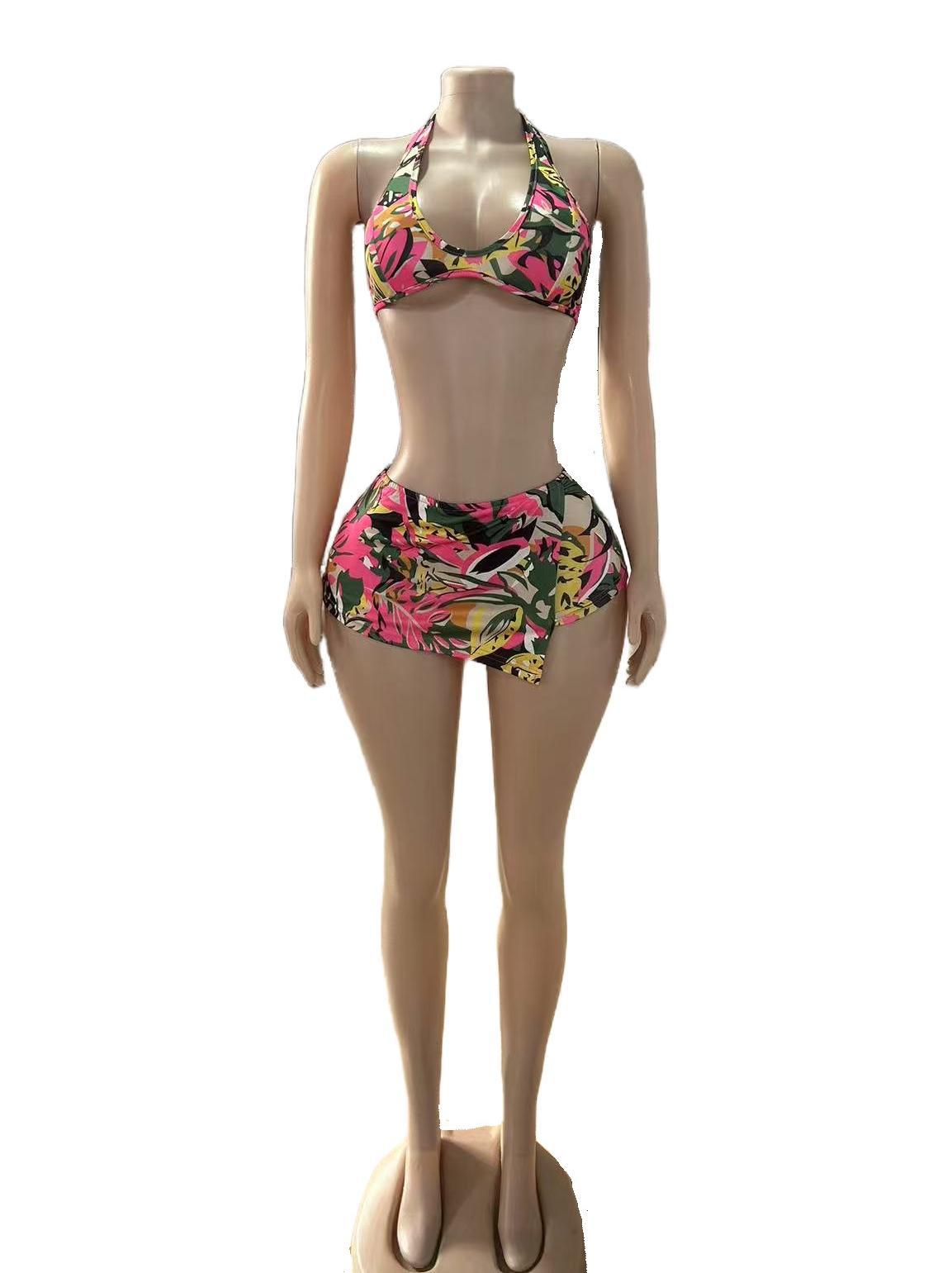 Tropical Print Halter Top Skort 2 Piece Set Women