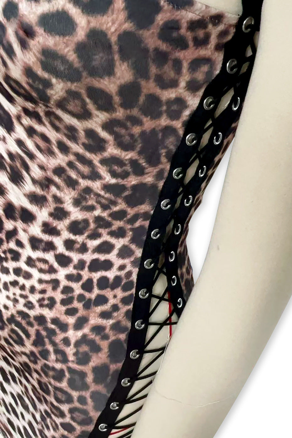 Leopard Print One Shoulder Lace Up Bodycon Mini Dress Women Club