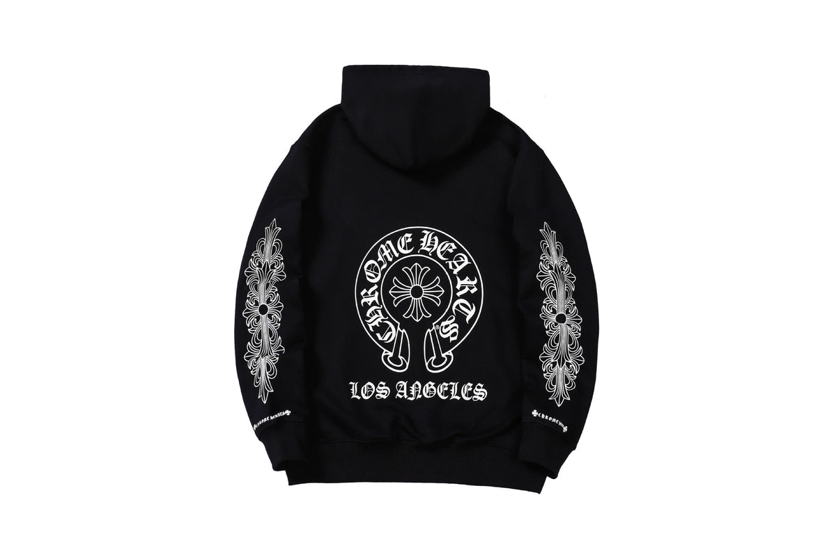 Chrome Hearts Multi‑Cross Sanskrit Graphic Oversized Hoodie Streetwear