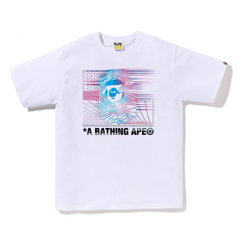 BAPE Ape Head & Shark Graphic Tee Loose Unisex Streetwear T-Shirt