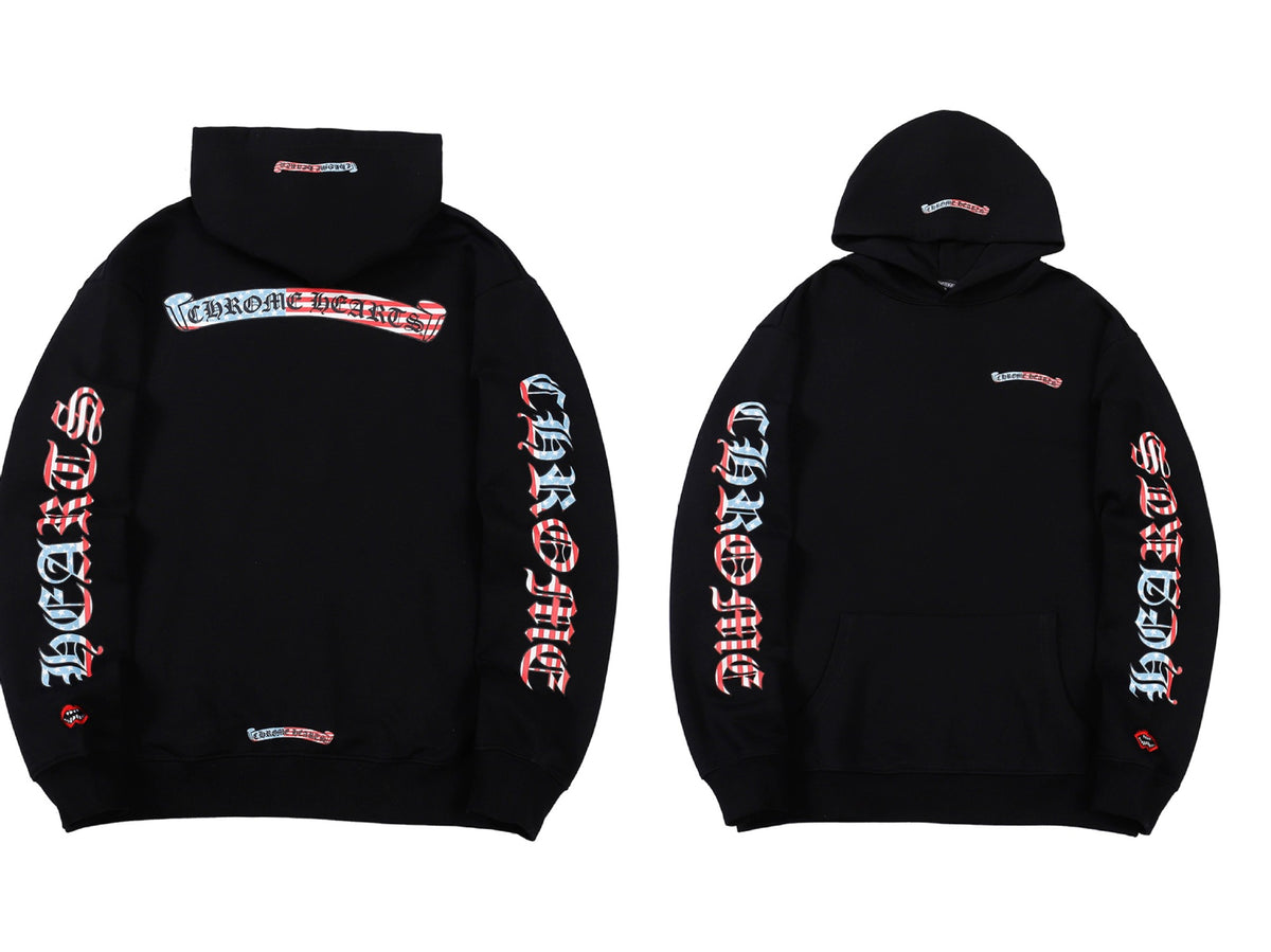 Chrome Hearts Horseshoe Cross Hoodie Goth Streetwear Graphic Pullover