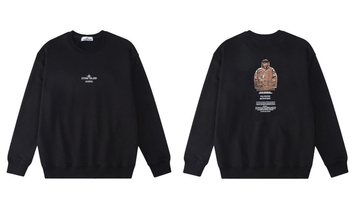 Stone Island Compass Print Crewneck Sweatshirt Men Autumn Pullover
