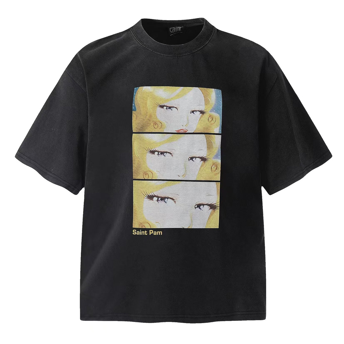 Saint Michael Vintage Washed Multi‑Print Graphic Oversized Tee Street