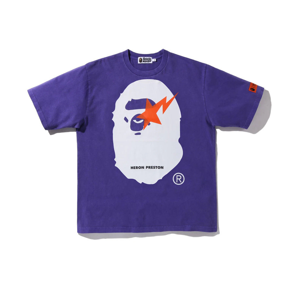 BAPE Camo Shark Ape Head Print Crew Neck Short Sleeve T‑Shirt Unisex