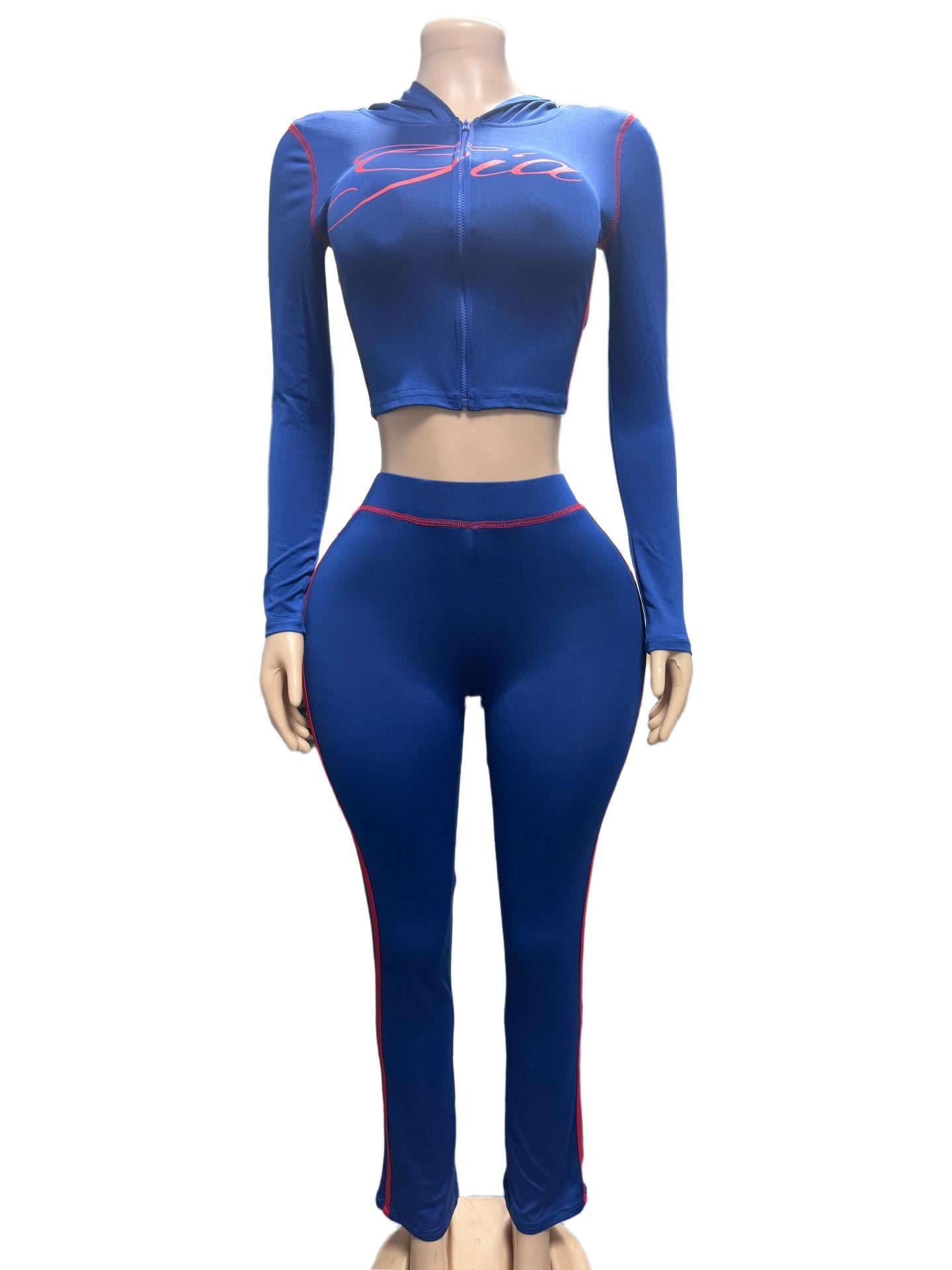 I.AM.GIA Contrast Trim Zip Hoodie Pants 2 Piece Set Women