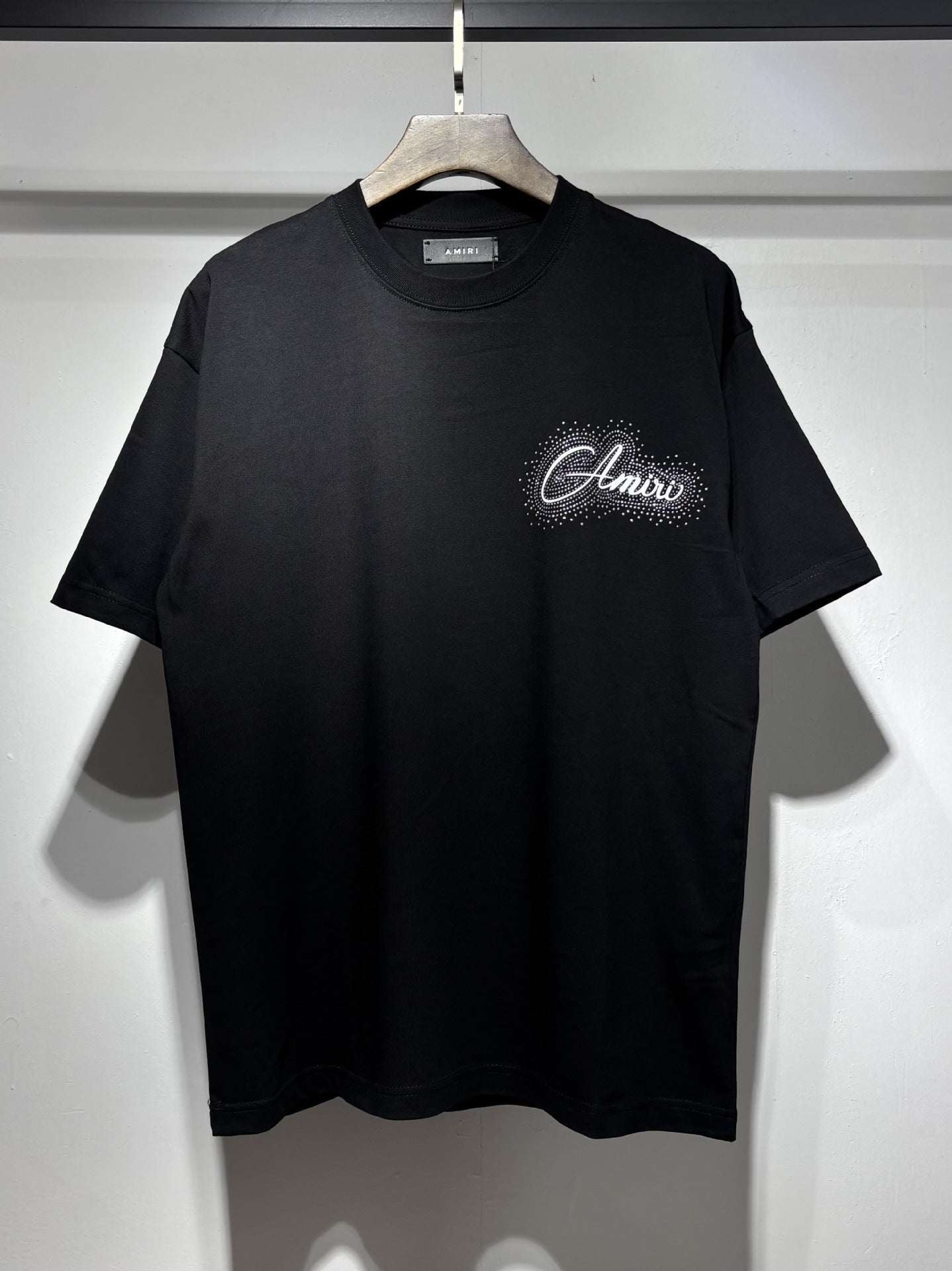 Amiri Classic Rhinestone Letter Print Crew Neck T Shirt Unisex