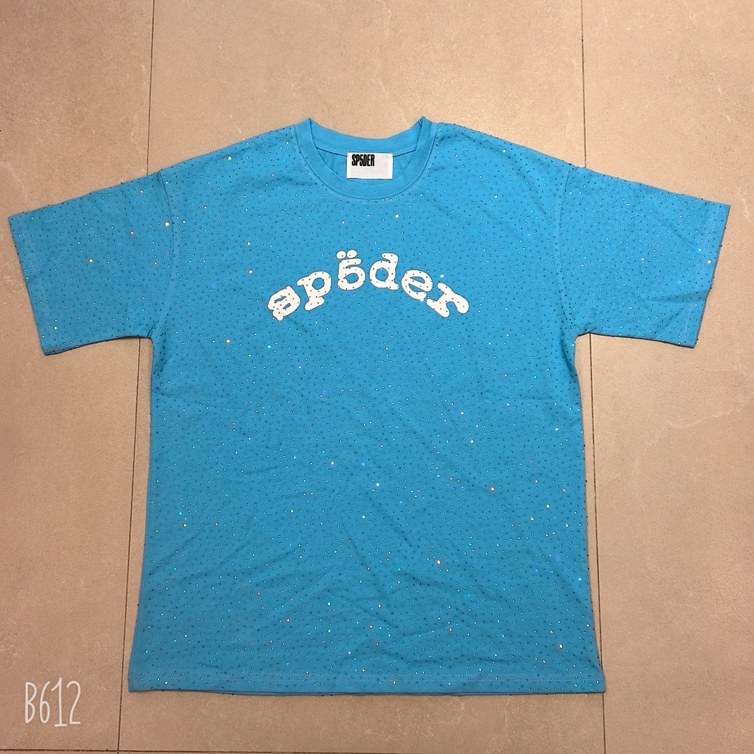 Sp5der Full Rhinestone T-Shirt & Shorts Matching Set