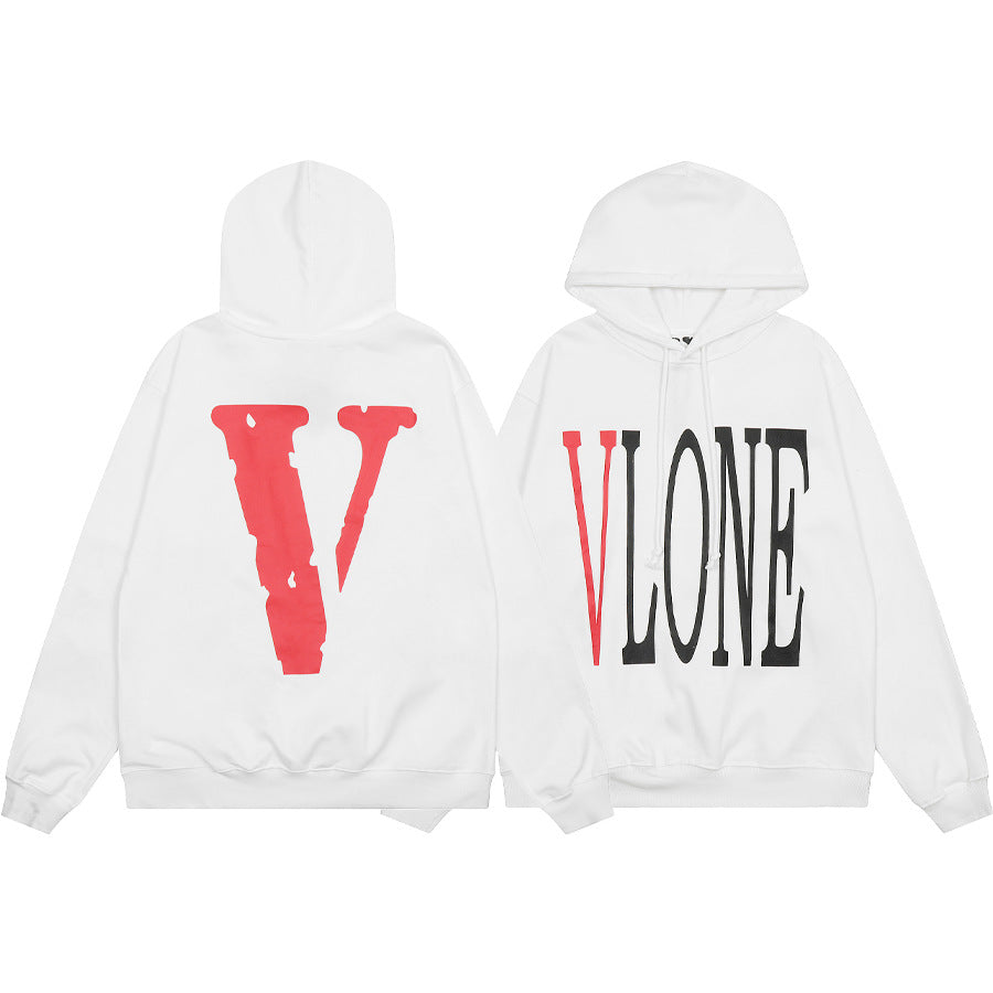 Vlone Multi Pattern Big V Graphic Oversized Hoodie Streetwear Unisex