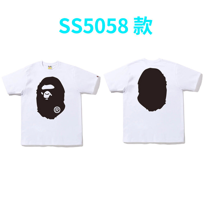 BAPE Shark Camo Graphic Tee Loose Unisex Streetwear T-Shirt