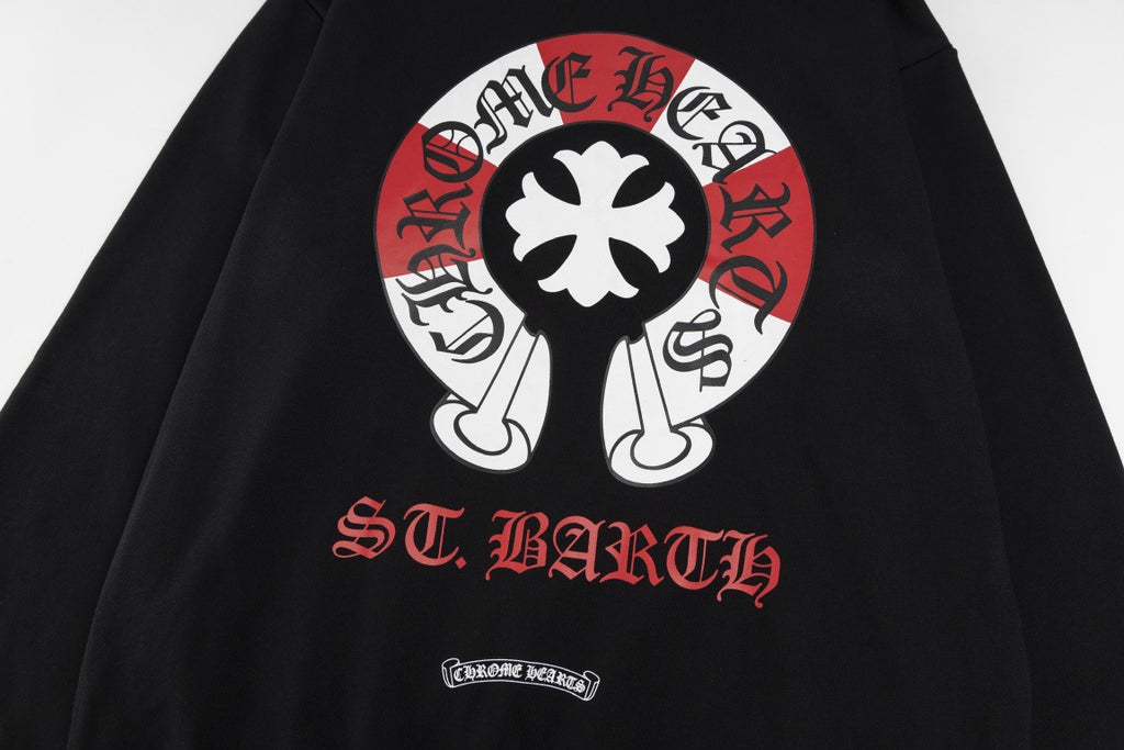 Chrome Hearts Hoodie Horseshoe Cross ST.BARTH Anchor Fleece Pullover