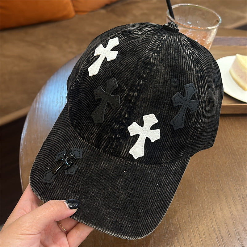 Corduroy Cross Patch Vintage Baseball Cap Streetwear Multi‑Style