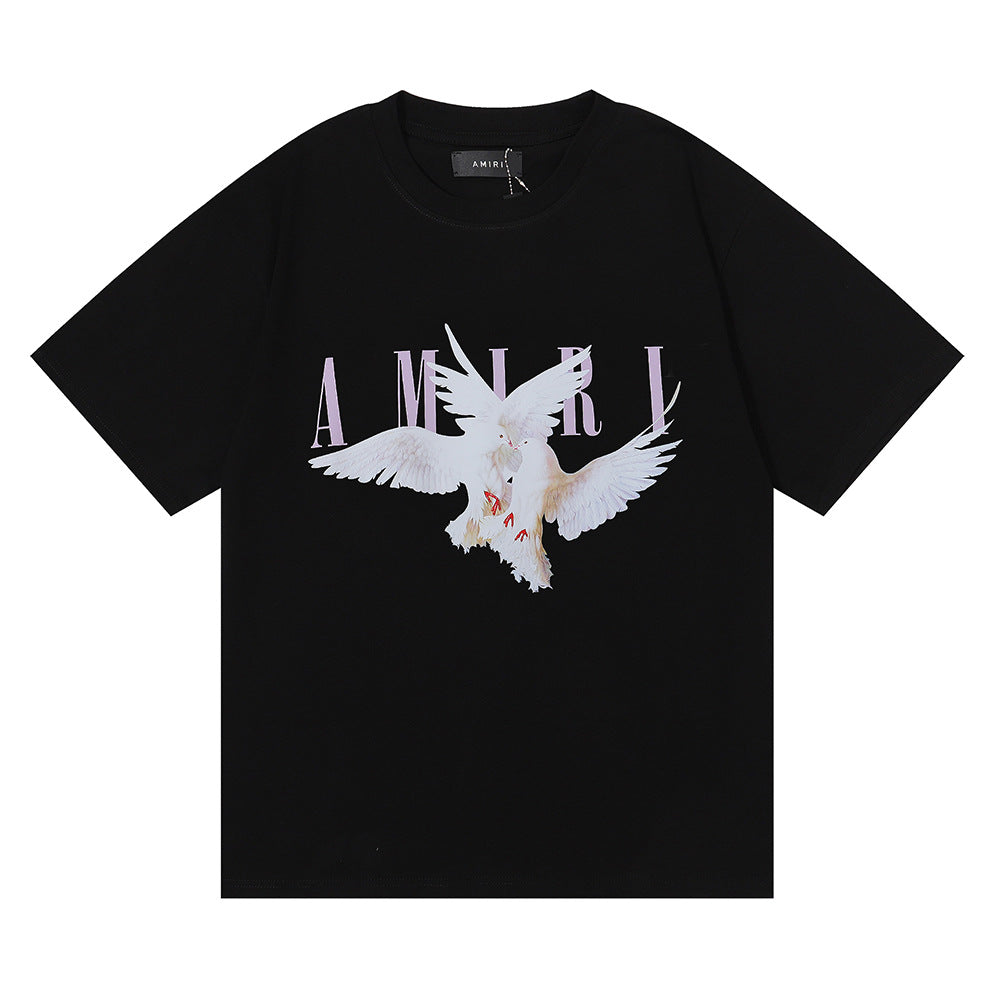 Amiri Rose Skull Letter Graphic Short Sleeve Tee Streetwear Unisex