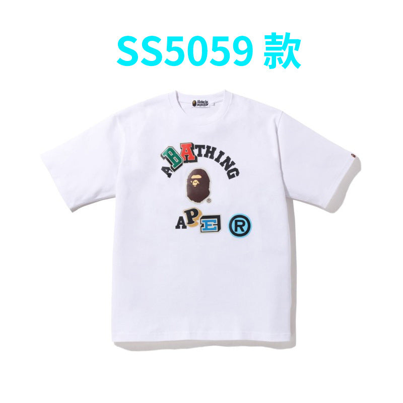 BAPE Shark Camo Graphic Tee Loose Unisex Streetwear T-Shirt