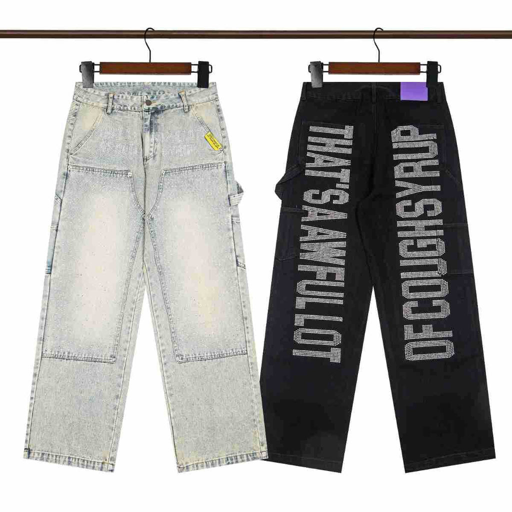 ALOCS Cough Syrup Rhinestone Work Jeans