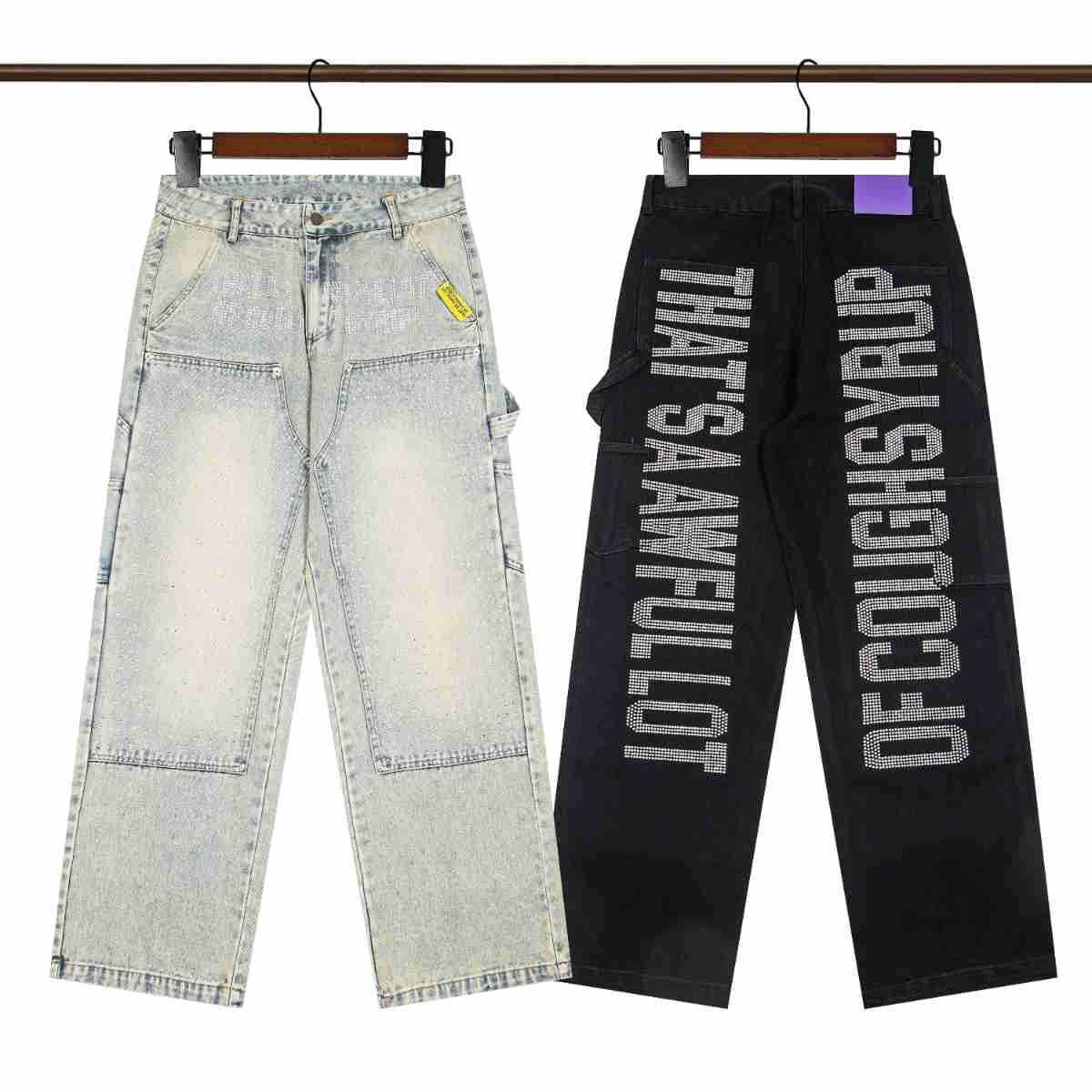 ALOCS Cough Syrup Rhinestone Work Jeans