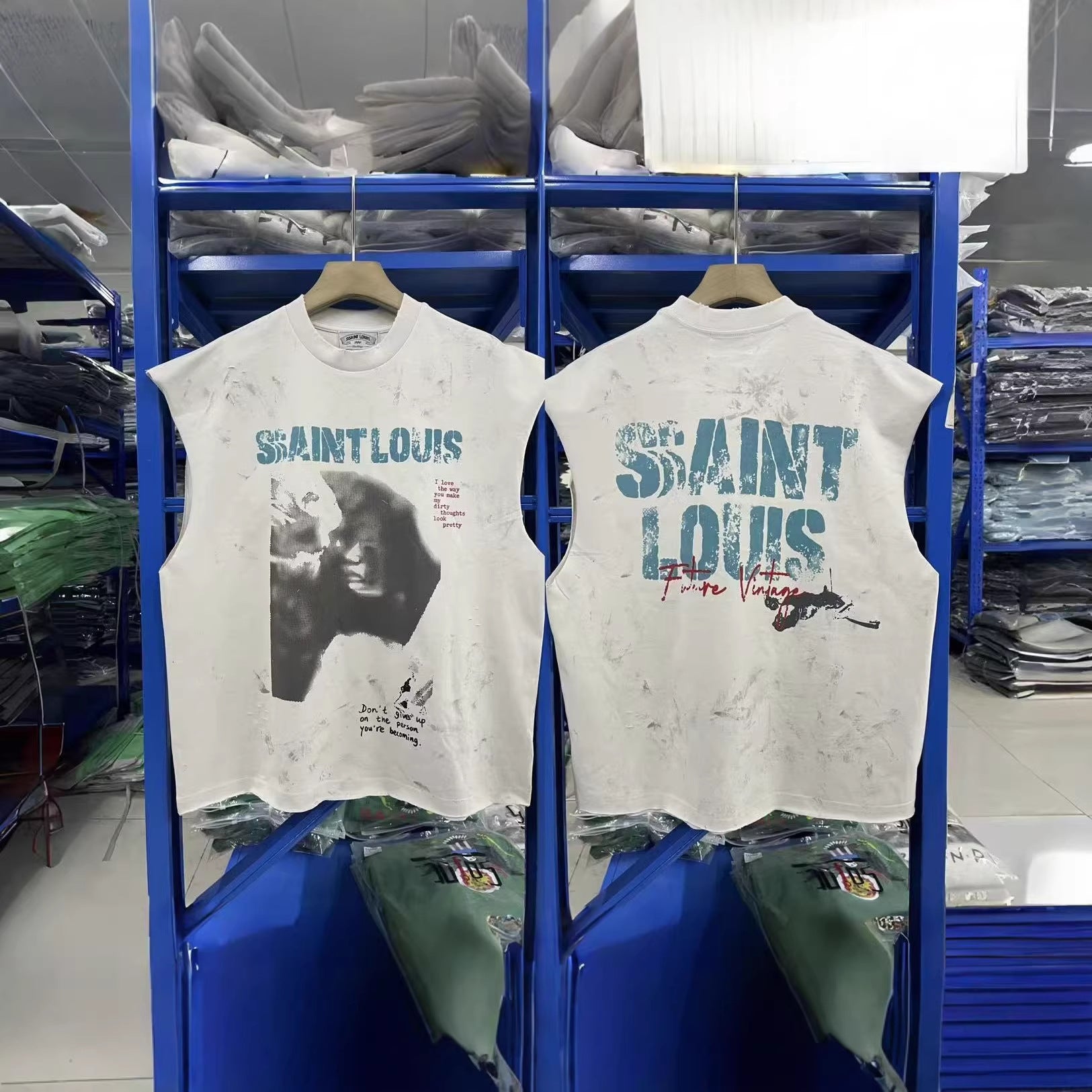 SSSAINT LOUIS Cartoon Graphic Washed Distressed Sleeveless Tank Top