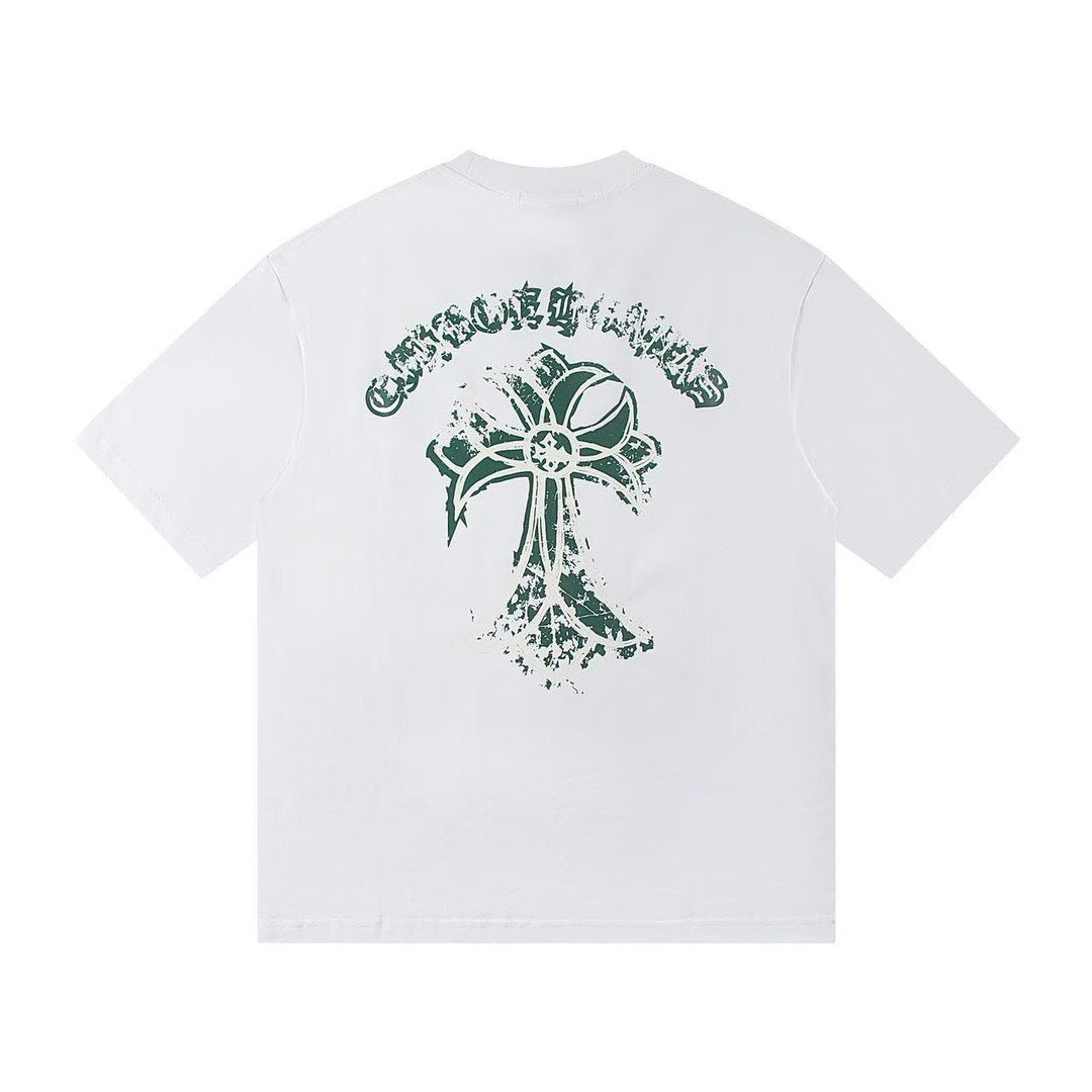 Chrome Hearts Color Sanskrit Cross Print Short Tee Unisex Y2K