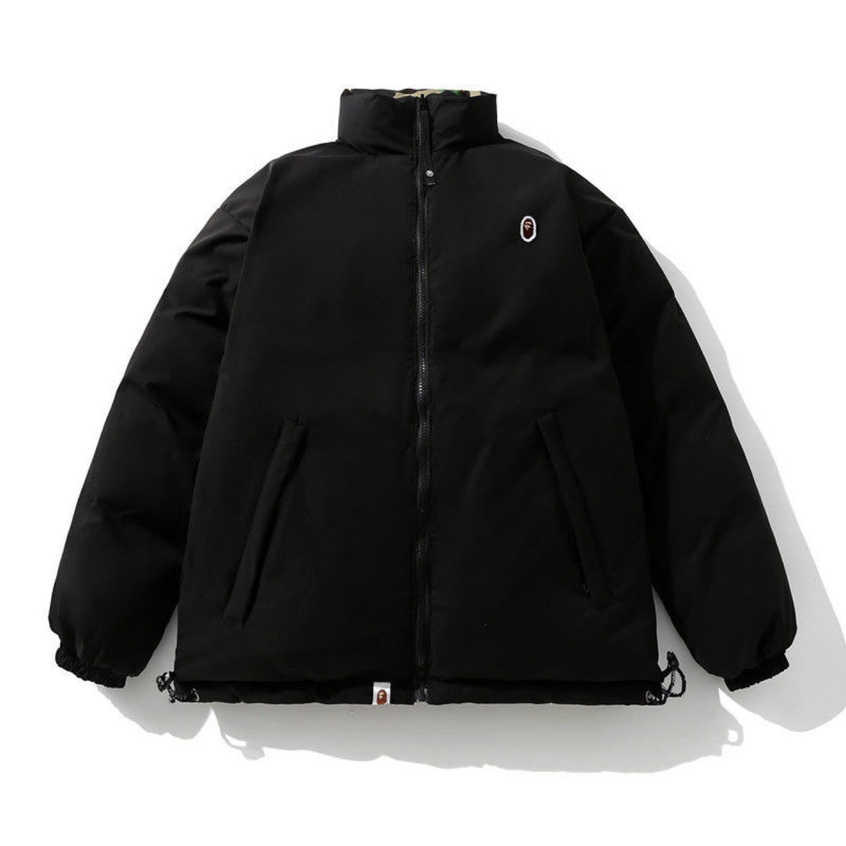 BAPE ABC Camo Reversible Puffer Jacket Stand Collar Zip Coat