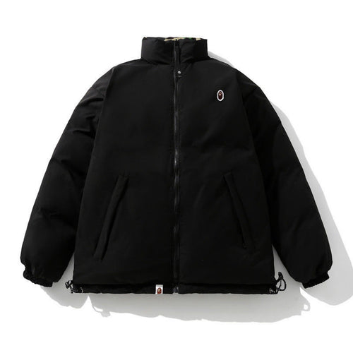 BAPE ABC Camo Reversible Puffer Jacket Stand Collar Zip Coat