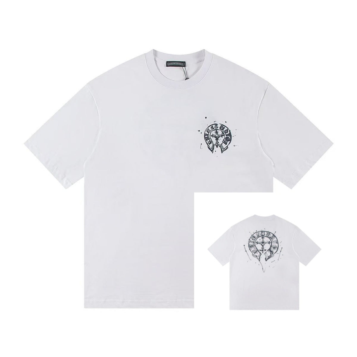 Chrome Hearts Color Sanskrit Cross Horseshoe Print Short Tee Unisex